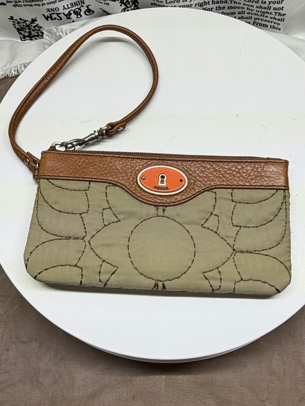 Fossil Olive Canvas Wristlet